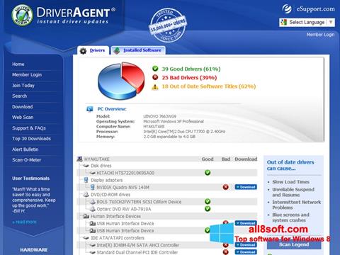 સ્ક્રીનશૉટ DriverAgent Windows 8