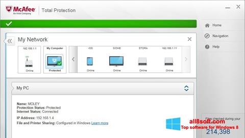 સ્ક્રીનશૉટ McAfee Total Protection Windows 8