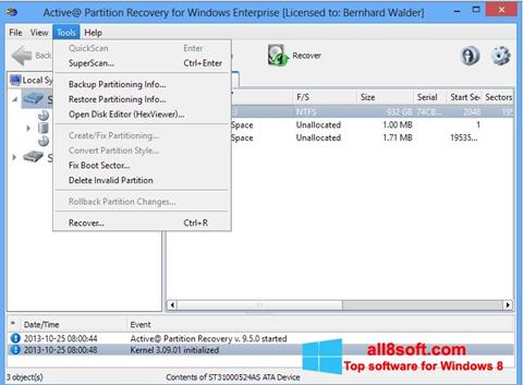 સ્ક્રીનશૉટ Active Partition Recovery Windows 8