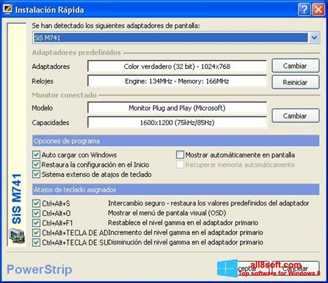 સ્ક્રીનશૉટ PowerStrip Windows 8