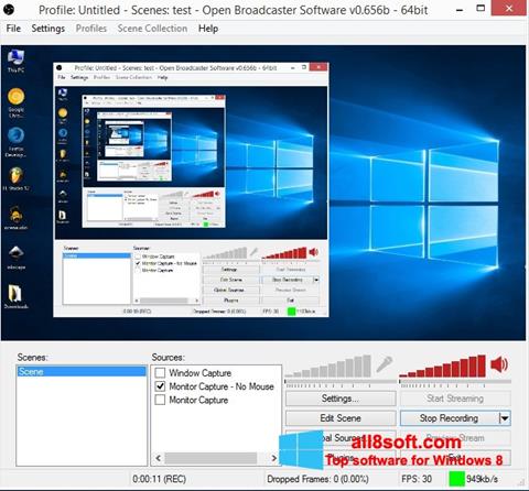 સ્ક્રીનશૉટ Open Broadcaster Software Windows 8