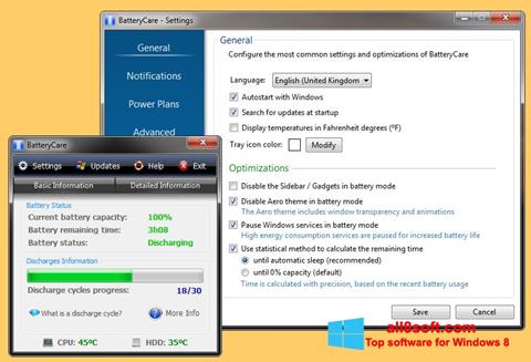 સ્ક્રીનશૉટ BatteryCare Windows 8