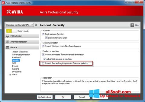 સ્ક્રીનશૉટ Avira Professional Security Windows 8