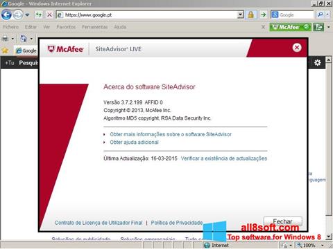 સ્ક્રીનશૉટ McAfee SiteAdvisor Windows 8