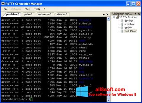 સ્ક્રીનશૉટ PuTTY Connection Manager Windows 8