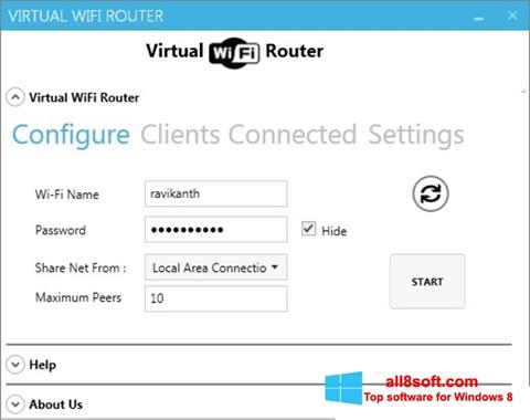 સ્ક્રીનશૉટ Virtual WiFi Router Windows 8