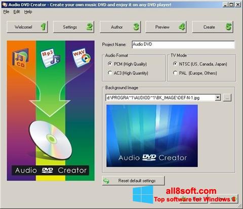 સ્ક્રીનશૉટ Audio DVD Creator Windows 8