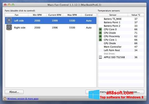 સ્ક્રીનશૉટ Macs Fan Control Windows 8
