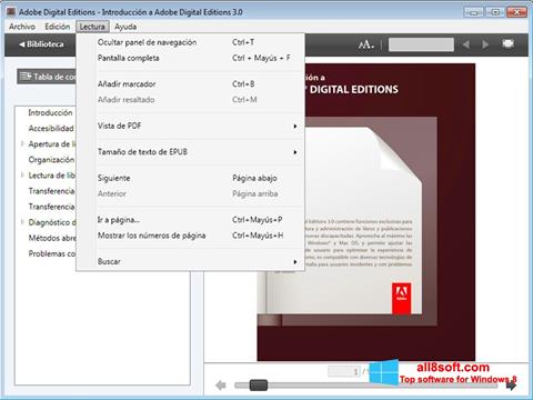 સ્ક્રીનશૉટ Adobe Digital Editions Windows 8