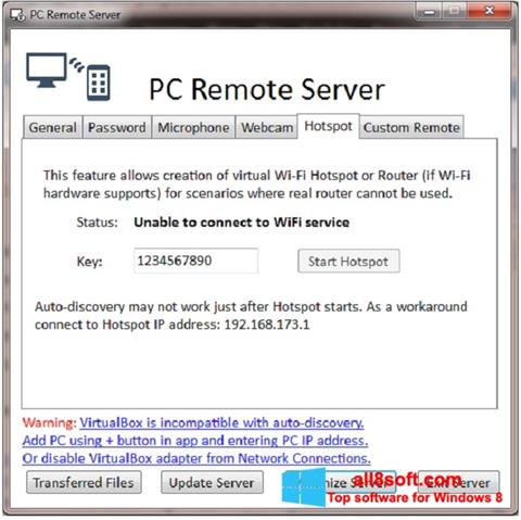 સ્ક્રીનશૉટ PC Remote Server Windows 8