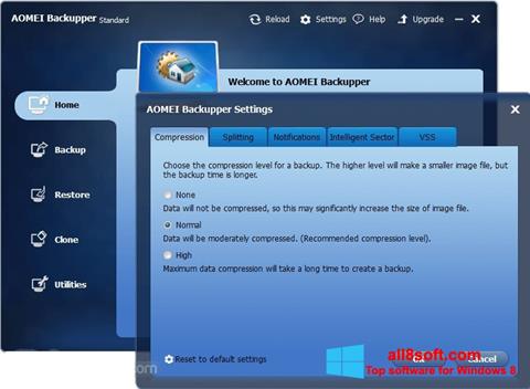 સ્ક્રીનશૉટ AOMEI Backupper Windows 8